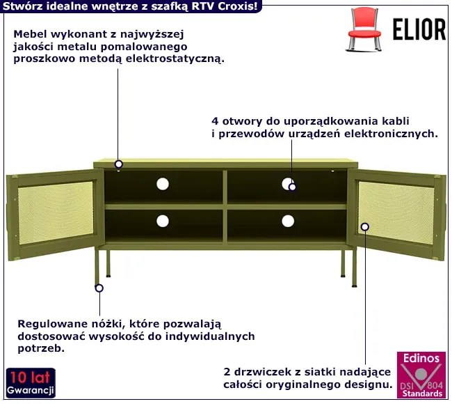 Stalowa oliwkowa szafka RTV Gylfi