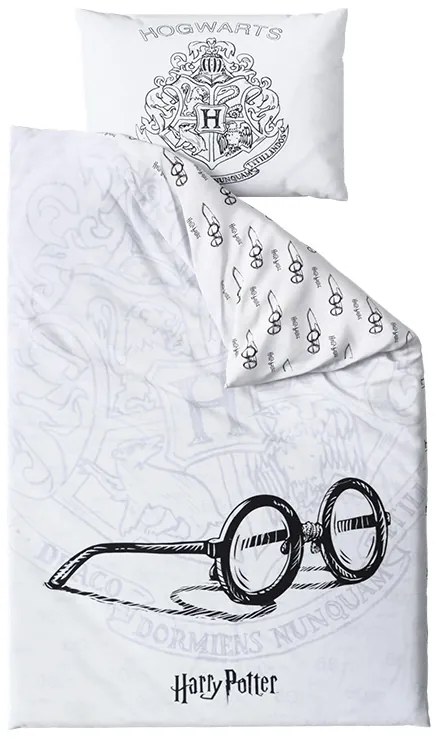 PrzytulneMieszkanie.pl PrzytulneMieszkanie.pl Pościel świecąca HARRY POTTER VISION biała Rozmiar pościeli: 70 x 90 cm | 140 x 200 cm