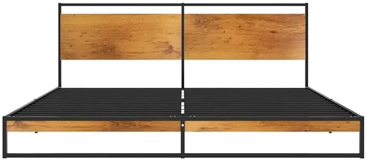 Czarne duże łóżko małżeńskie z metalu 180x200 cm P1-E05
