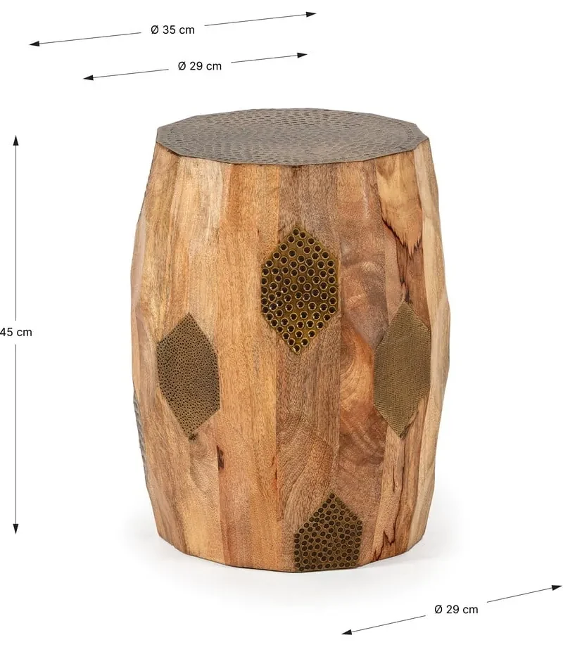 Okrągły stolik z litego drewna mango ø 29 cm Fabia – Marckeric