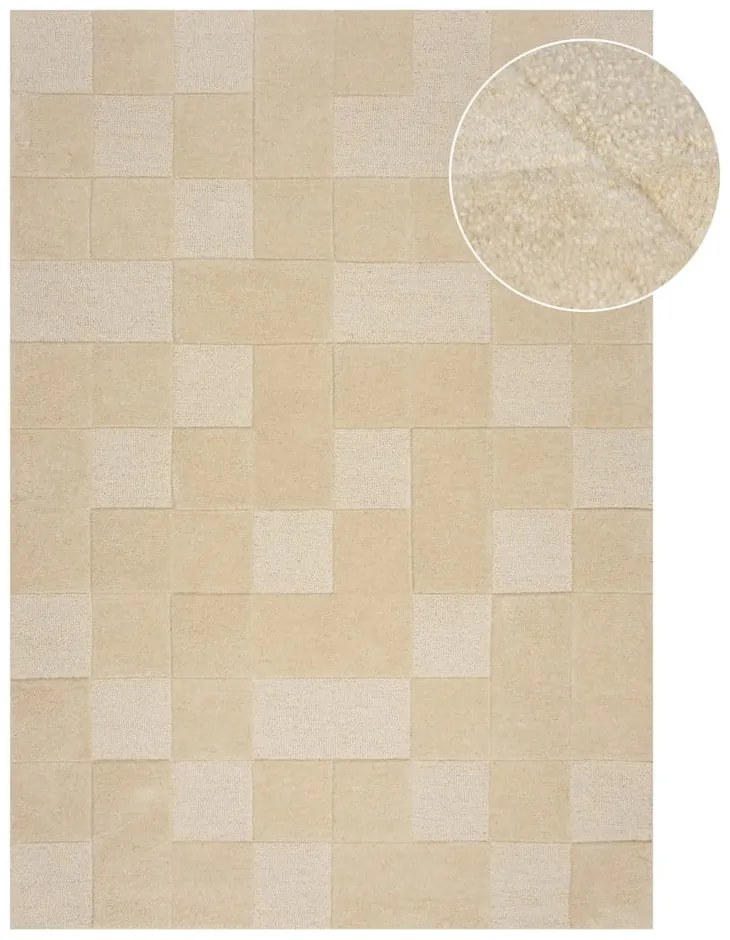 Beżowy wełniany dywan tkany ręcznie 240x340 cm Checkerboard – Flair Rugs