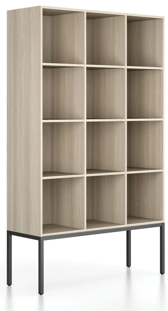 Regał FRAME, z czarną podstawą, 1299 x 450 x 2185 mm, dąb naturalny