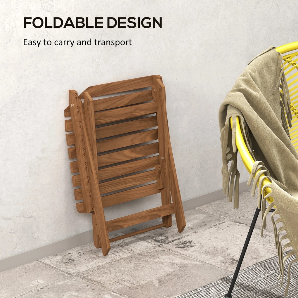 Outsunny Składane stoliki boczne ogrodowe, zestaw 2 szt., drewno tekowe, 45x45x45cm | Aosom PL