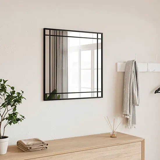 Kwadratowe lustro z czarną ramą w stylu loft E3-A92