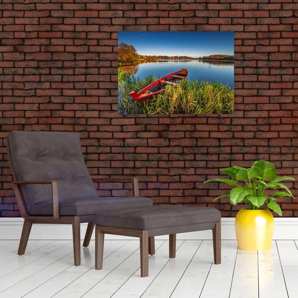 Obraz na szkle czerwonej kropki (70x50 cm)