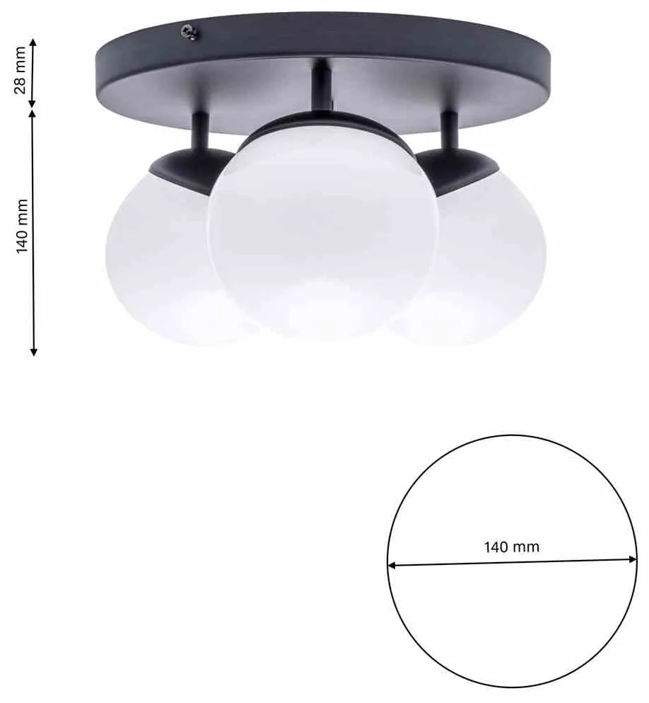 Lampa sufitowa SFERA BLACK 3xE14 na kole