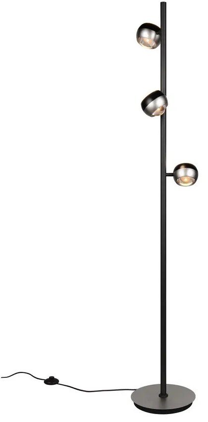 Czarna/w kolorze srebra lampa stojąca LED (wysokość 150 cm) Orbit – Trio Select