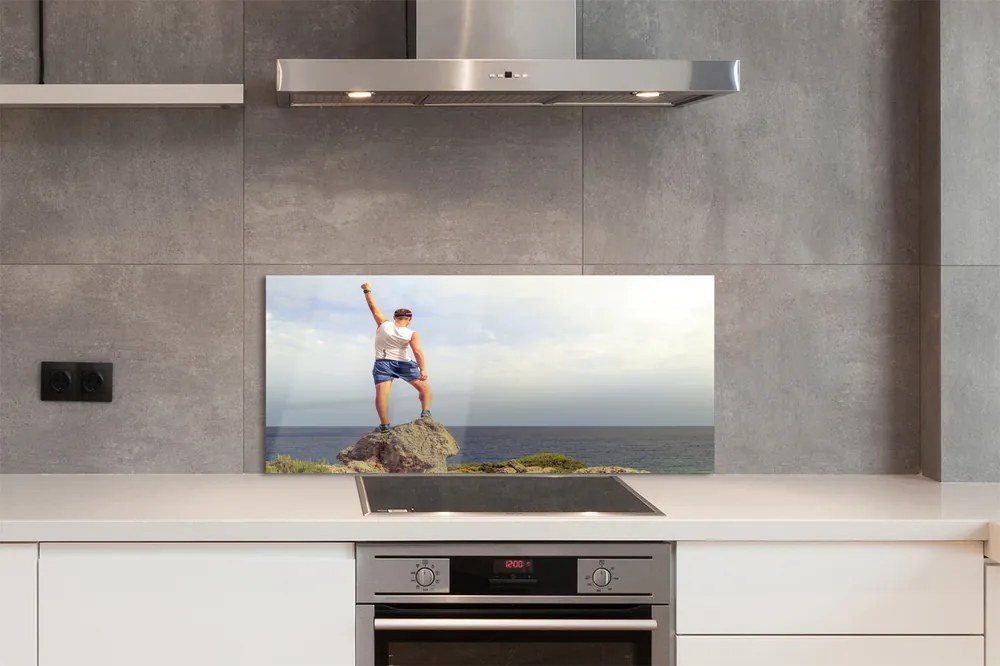 Szklany Panel Człowiek nad Morzem pod Niebem