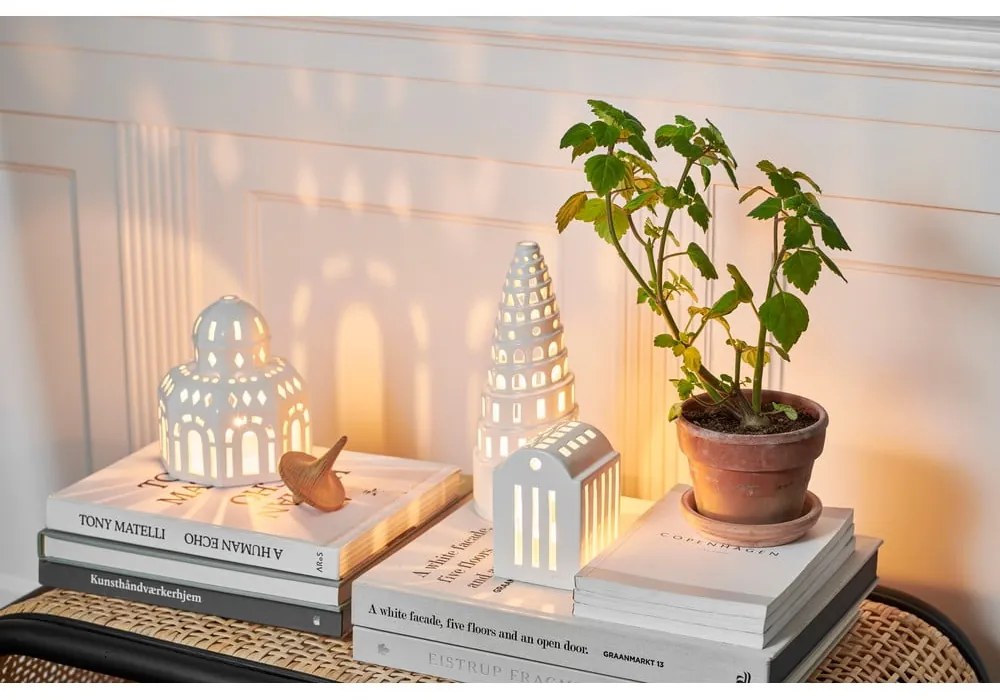 Biały ceramiczny świecznik świąteczny Kähler Design Lighthouse, ø 9 cm