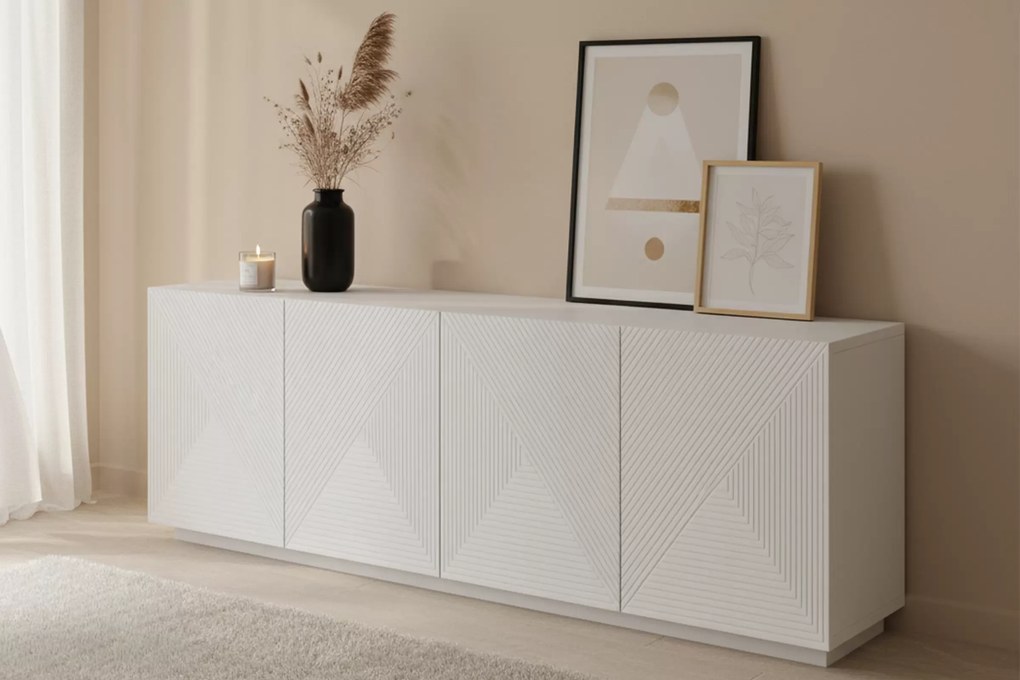 Komoda czterodrzwiowa Asha 200 cm - biały mat