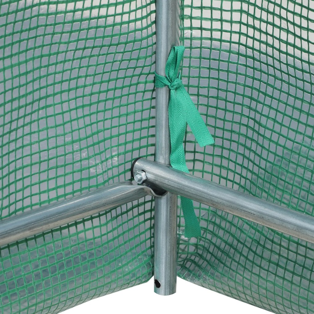 Szklarnia Outsunny 500x200x205cm, Tunel foliowy do pomidorów, Drzwi z moskitierą, Okna, Tunel foliowy ze stali ocynkowanej, Stabilny tunel do uprawy roślin, Szklarnia w komplecie z kotwami do ziemi i linami, Zielony