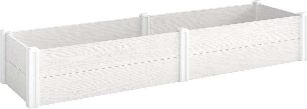 Outsunny Podwyższona Grządka z Tworzywa Sztucznego, Łatwa w Montażu DIY, 197 x 54 x 33 cm, Biała | Aosom PL