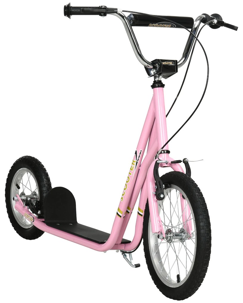 HOMCOM Hulajnoga dla dzieci 16/12 cali dzieci hulajnoga miejska roller regulowana różowa