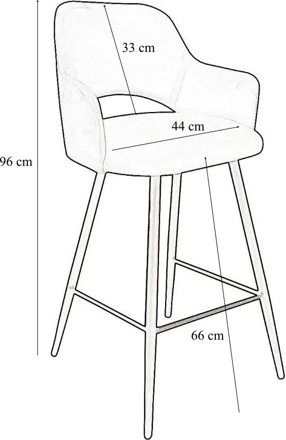 Hoker Milano krzesło barowe tkanina Welur podstawa metalowa : Kolor nogi - Czarna profil, Kolor tkaniny - VELVET - MG58, Typ siedziska - Siedzisko stałe