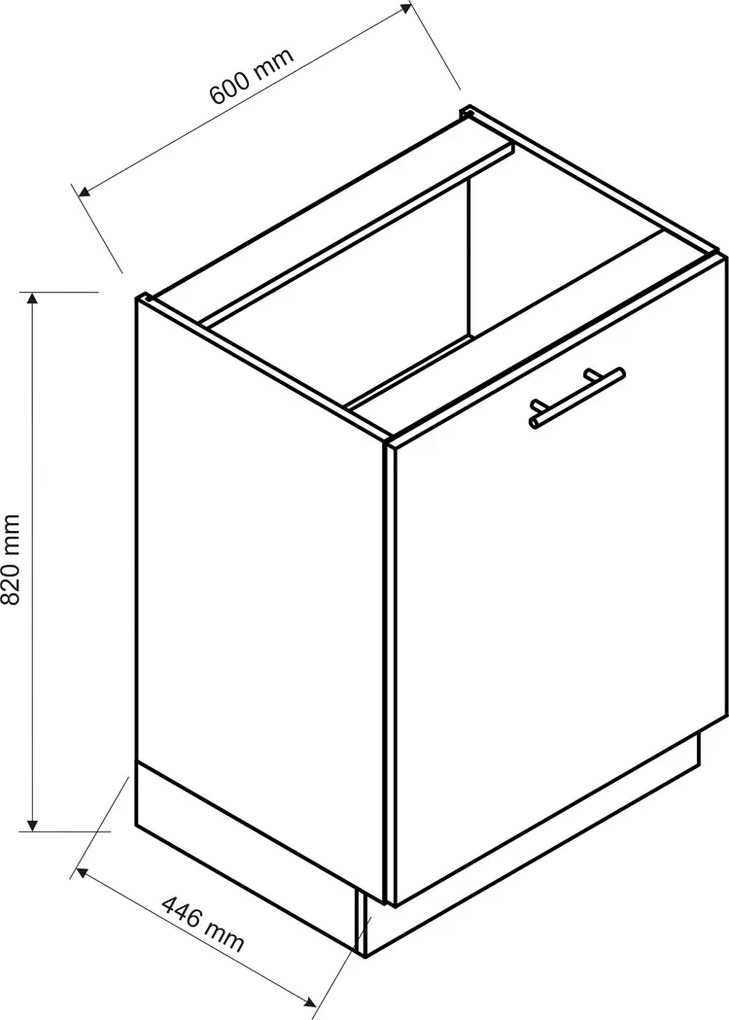 Szafka Kuchenna Stojąca 60 Cm Grafit H5-L42