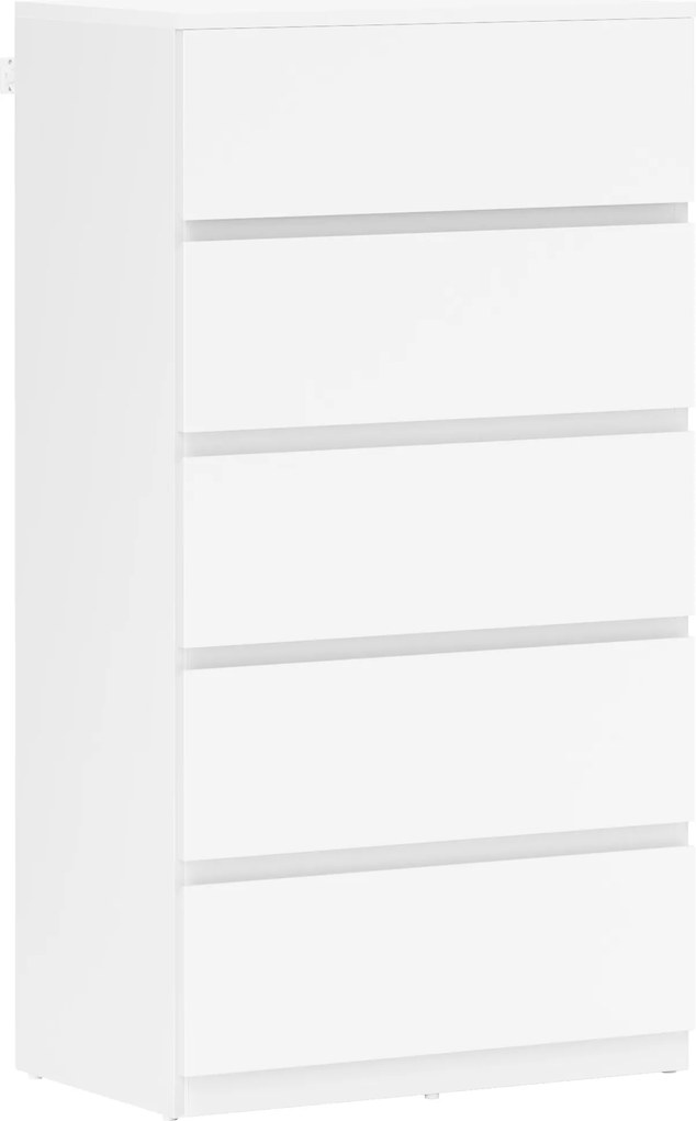 HOMCOM Komoda Sideboard z 5 szufladami, 55 cm szer x 34 cm gł x 100 cm wys, Biała