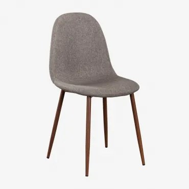 Krzesło Do Jadalni Tapicerowane Glamm Ciemne Drewno & Pościel Grey Taupe - Sklum