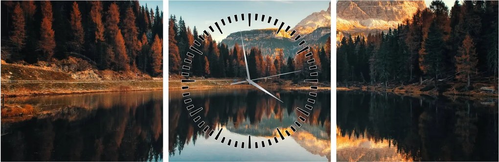 Obraz - Alpy, Włochy, Dolomity, Lago Antorno (z zegarem) (90x30 cm)