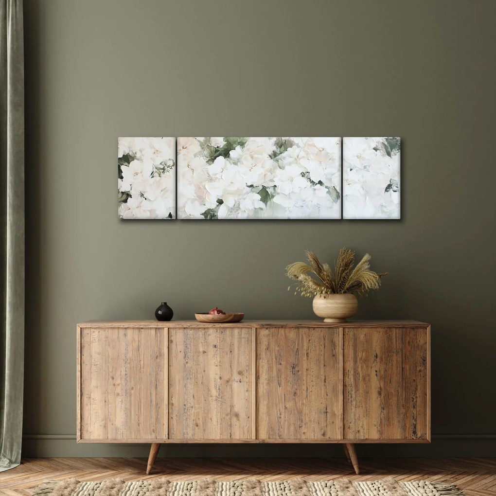 Obraz - Abstrakcja białych kwiatów (170x50 cm)