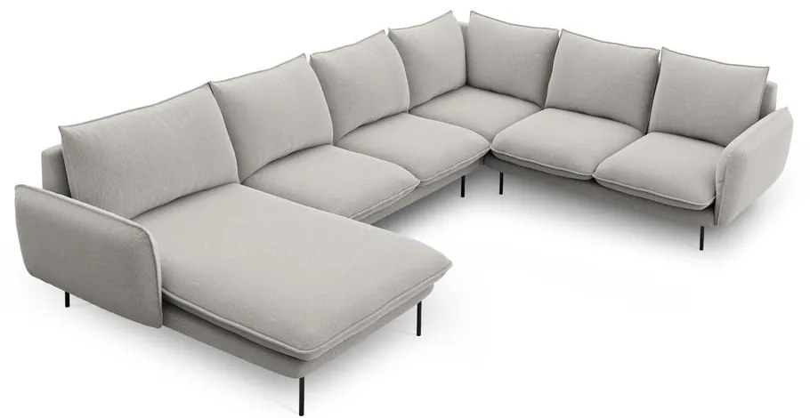 Jasnoszara sofa w kształcie litery U Cosmopolitan Design Vienna, prawostronna