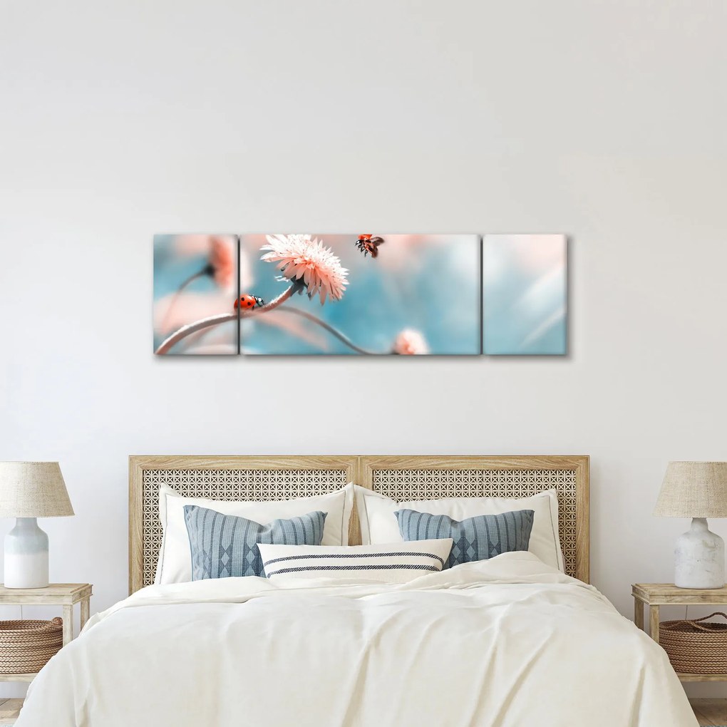 Obraz - Biedronka na kwiatku (170x50 cm)