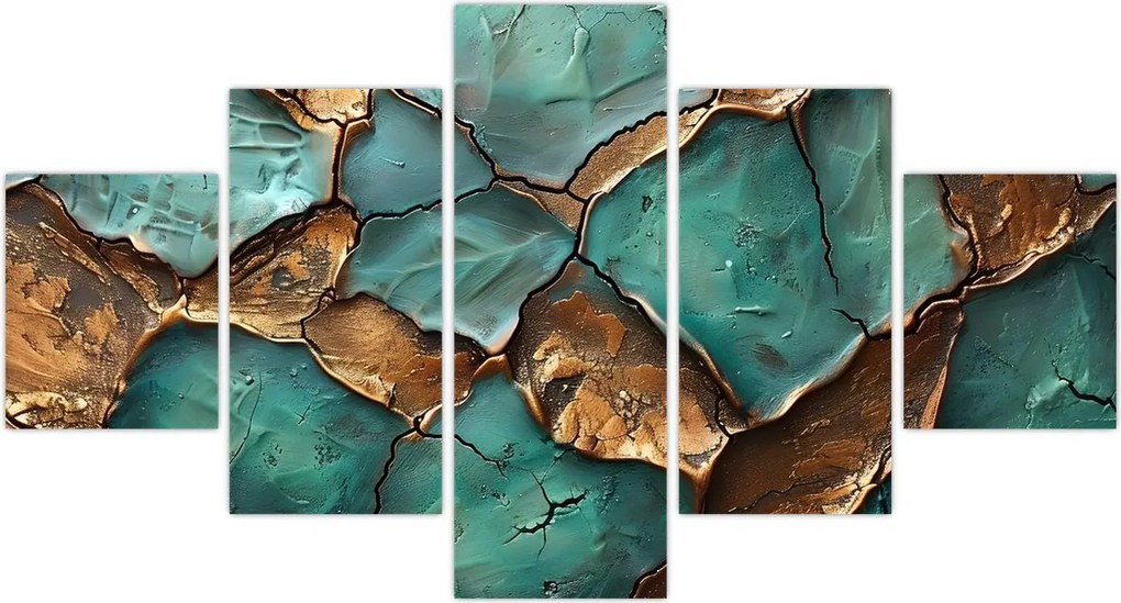 Obraz - Zielono-złoty obraz (125x70 cm)