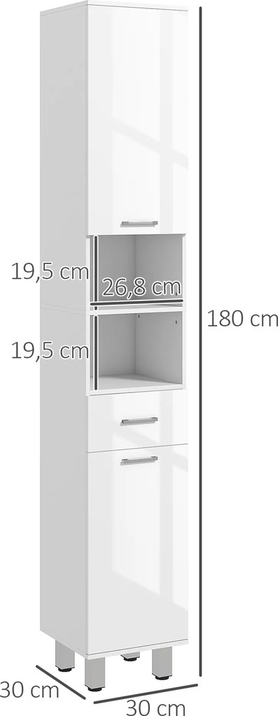 kleankin Szafka Łazienkowa, Szafka z Półkami i Szufladą, Regulowana, Biała