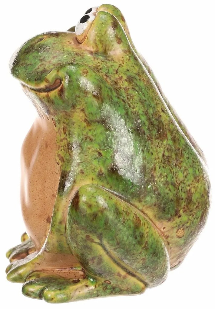 Ceramiczna dekoracja ogrodowa Urocza żaba, 13 x 10x 12 cm, 13 cm