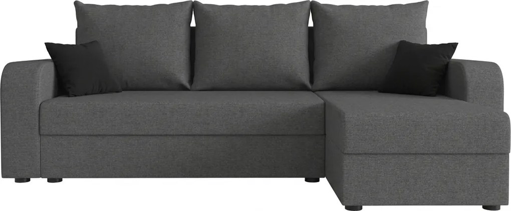 Rozkładana narożna sofa VALERIO 238x140 cm, ciemnoszara, uniwersalna + 2 poduszki GRATIS