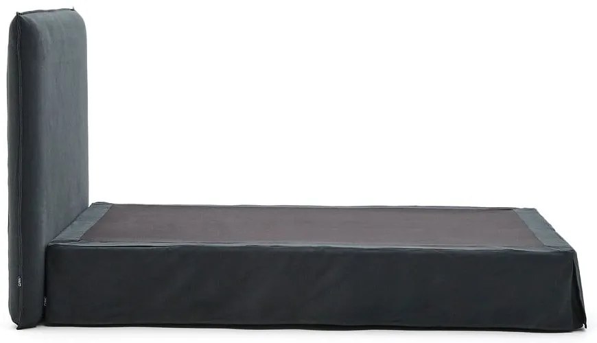 Antracytowe tapicerowane łóżko dwuosobowe 160x200 cm Jaira – Kave Home
