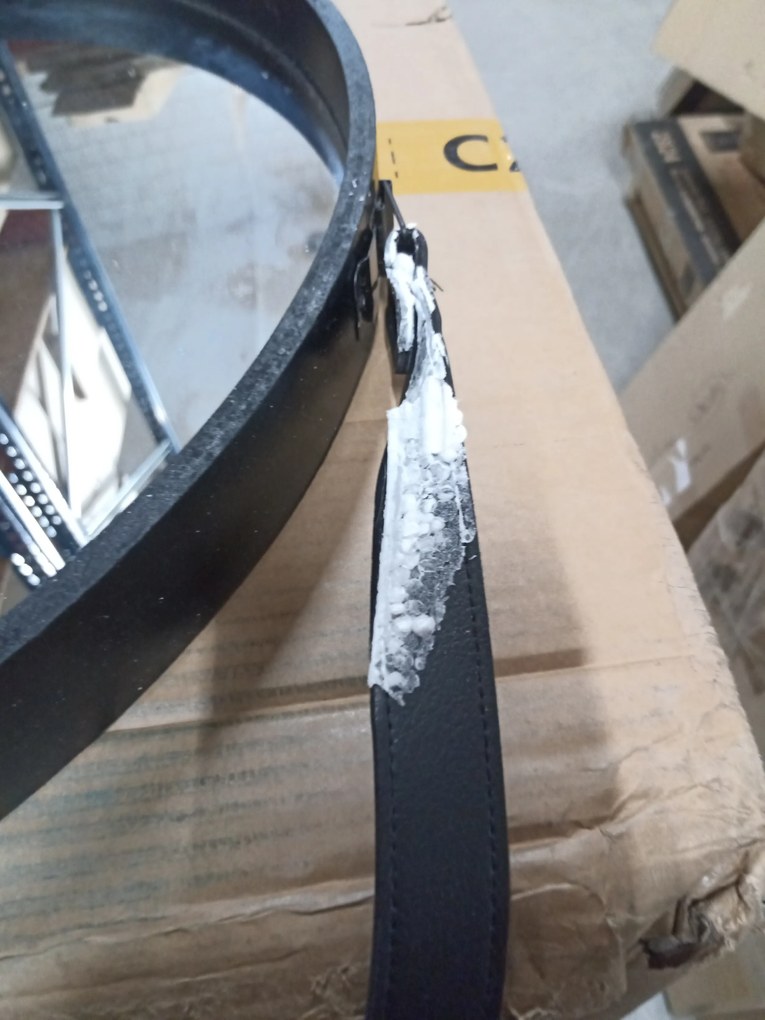 PROMOCJA Czarny okrągły lustro ze skórzaną rączką NAHAD Ø50 cm II jakość