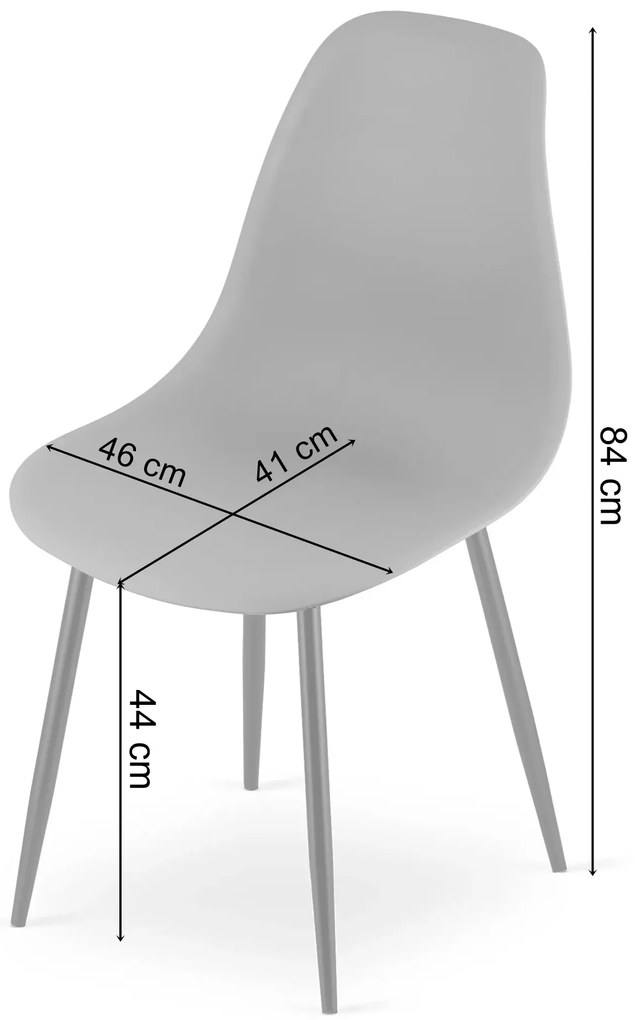 Prostokątny stół z 4 szarymi krzesłami B2-D56