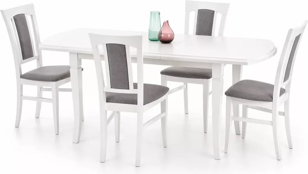 Elegancki rozkładany stół owalny Littoral 160-240 cm z laminowanym blatem i drewnianymi nogami