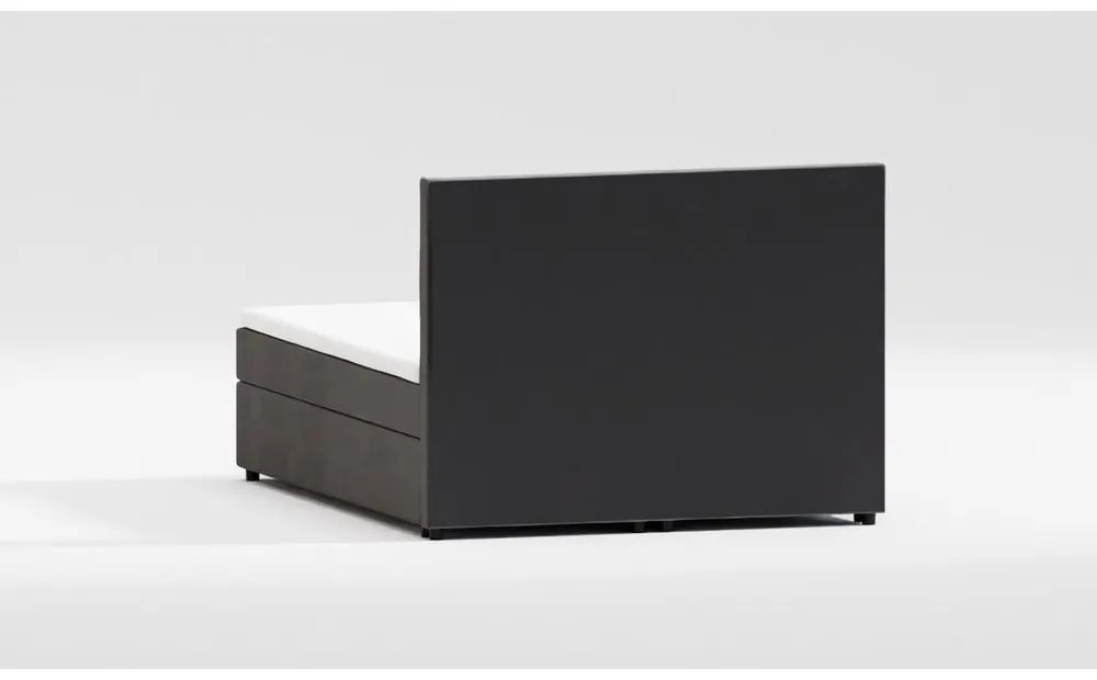 Ciemnoszare łóżko boxspring ze schowkiem 140x200 cm Rico – Ropez