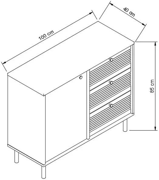 Komoda z 3 szufladami 100 cm kaszmir + dąb artisan P7-C93