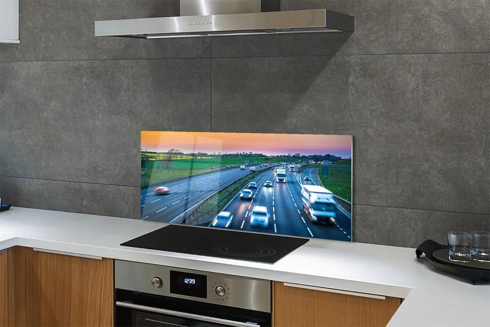 Panel szklany do Kuchni Autostrada pod Błękitnym Niebem