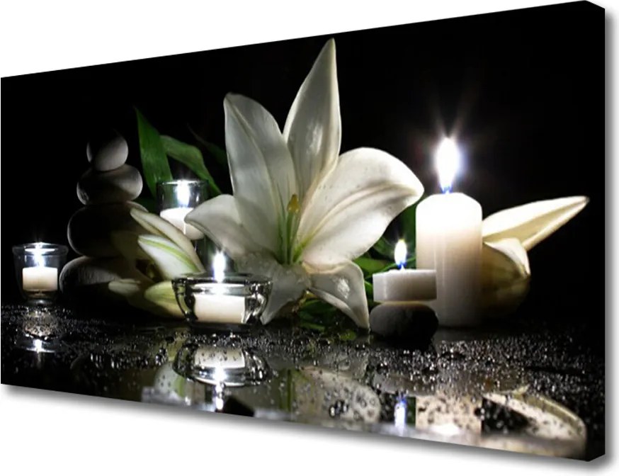 Obraz canvas Świece Spa i Lilia Wodna