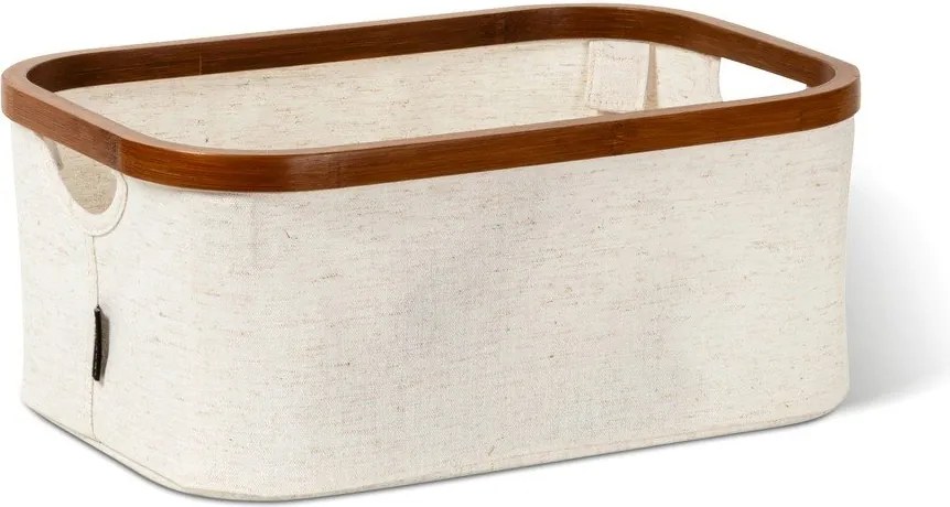 Kremowy tekstylny pojemnik 38x26x16 cm Bamboo/Linen – Bigso