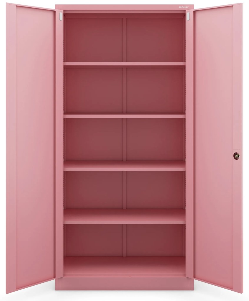 Szafa do biura domowego JAN, 900 x 1850 x 400 mm, Fresh Style: pudrowy róż