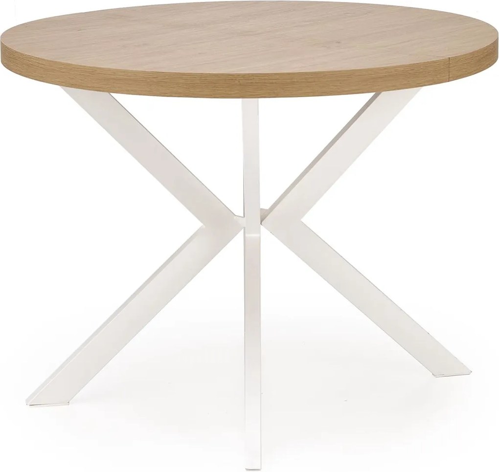 Okrągły rozkładany stół do jadalni Peroni dąb złoty / biały