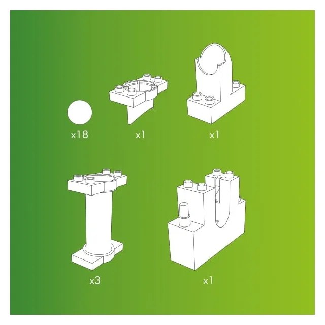 Zestaw dodatkowych elementów do budowy toru kulkowego Hubelino Elevator, 24 szt.