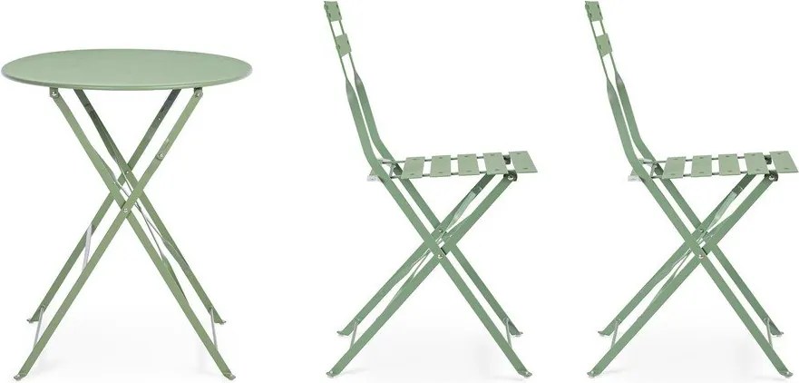 Szałwiowy stalowy zestaw mebli ogrodowych dla 2 osób Austin – Bizzotto