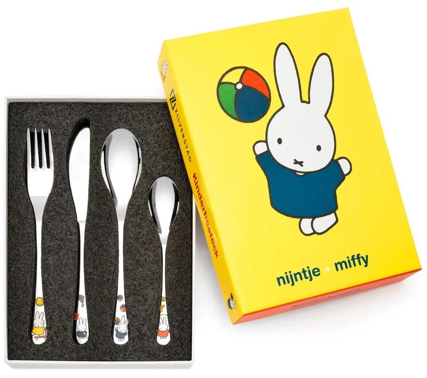 Sztućce dla dzieci ze stali nierdzewnej w kolorze srebra 4 szt. Miffy – Zilverstad