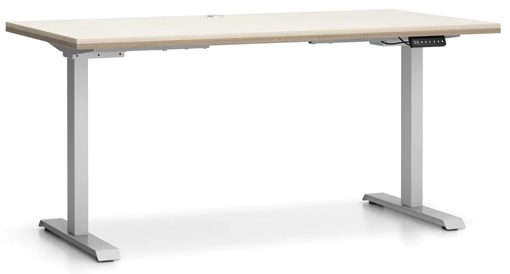 Biurko z regulacją wysokości SINGLE LAYERS, 160x80 cm, 2 silniki, dąb naturalny/dąb bejcowany