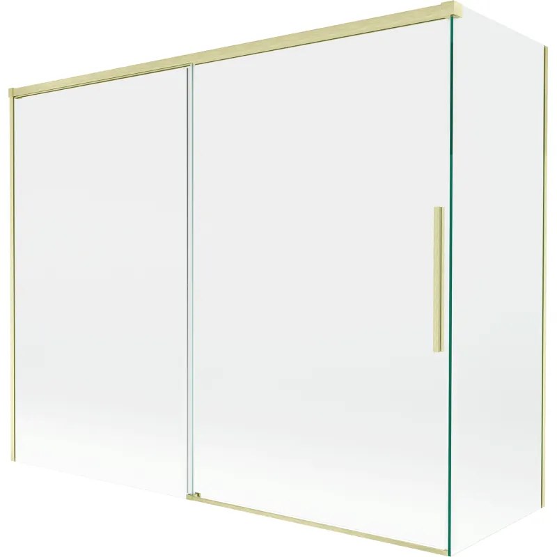 Mexen Rox parawan nawannowy 2-skrzydłowy rozsuwany 120 + 70 x 150 cm, transparent, złoty szczotkowany - 8C9-120-070-55-00