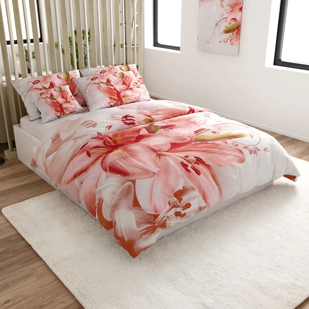 PrzytulneMieszkanie.pl PrzytulneMieszkanie.pl 3D Bawełniana pościel LILYVIA, szara Rozmiar pościeli: 70 x 90 cm | 140 x 200 cm