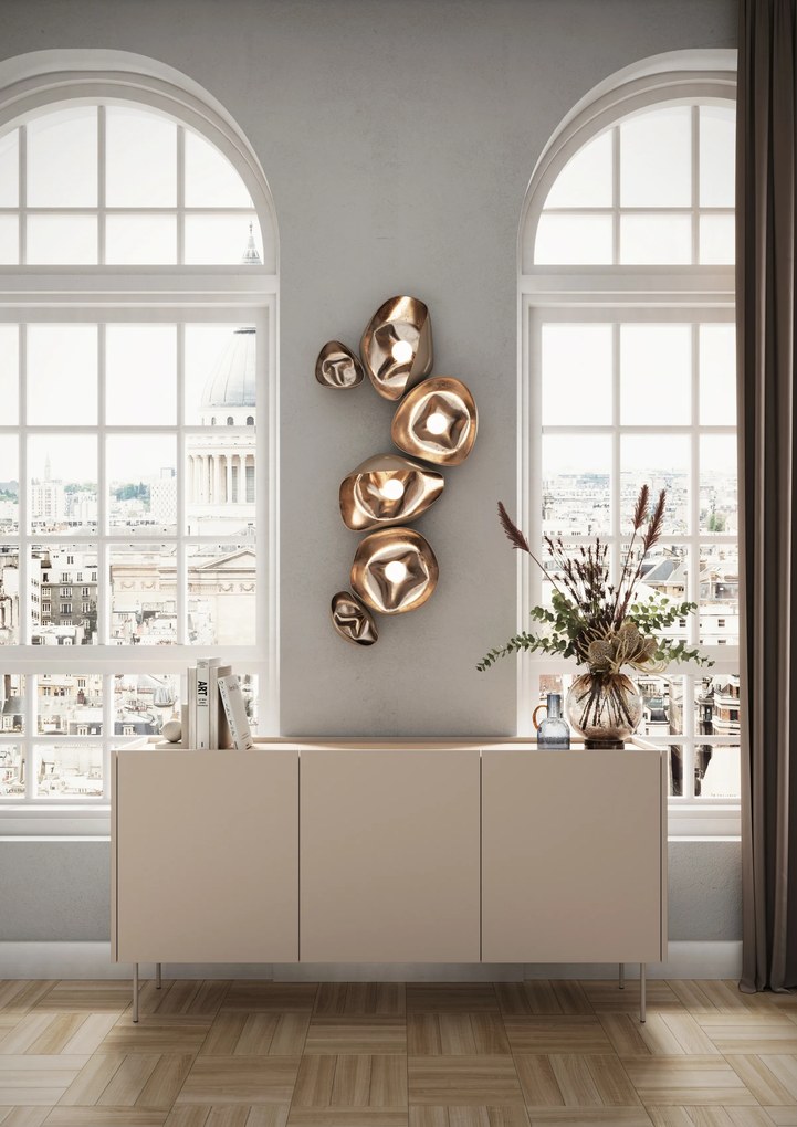 Komoda Desin 170 cm z metalowymi nogami - kaszmir / dąb nagano