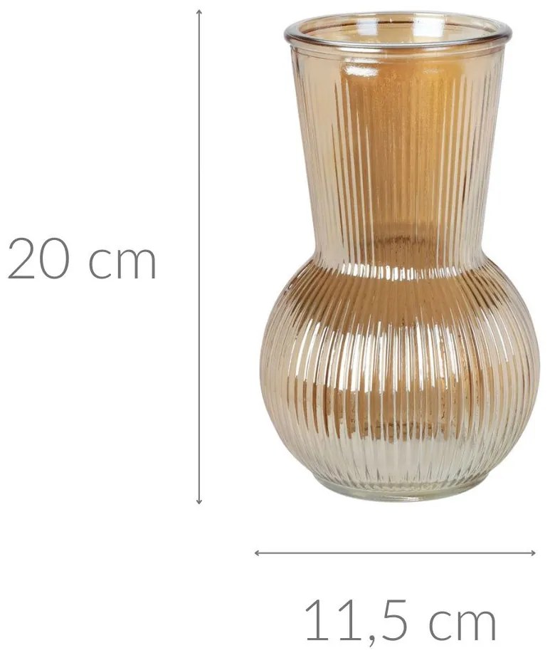 Wazon szklany ryflowany, 20 cm
