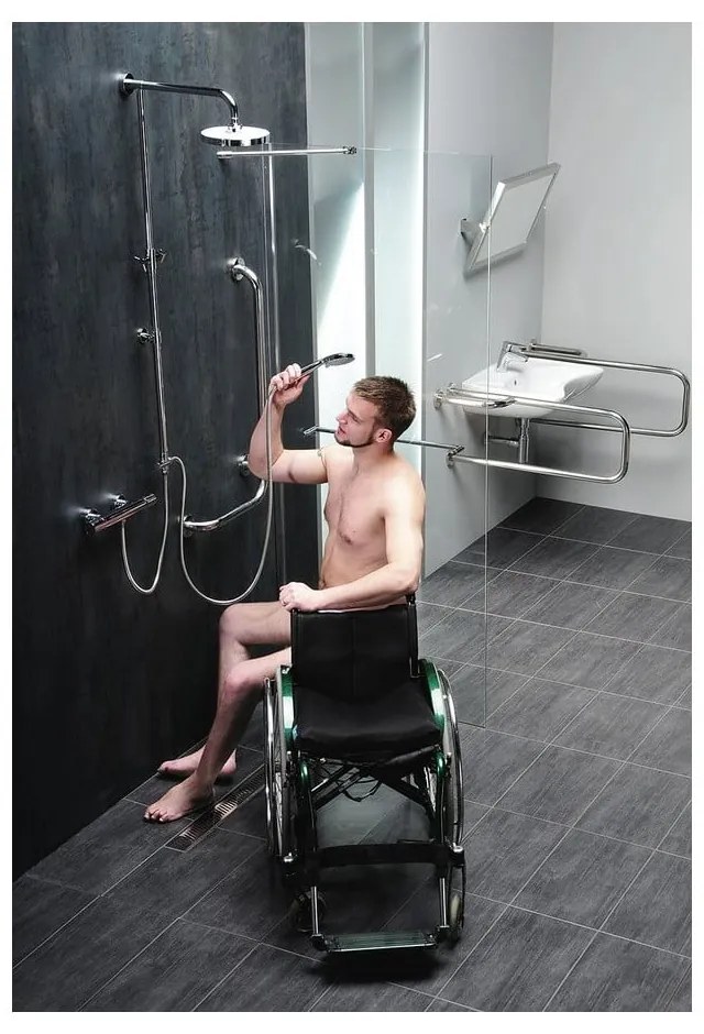 Stalowy uchwyt ścienny do łazienki 63 cm Handicap Left – Sapho