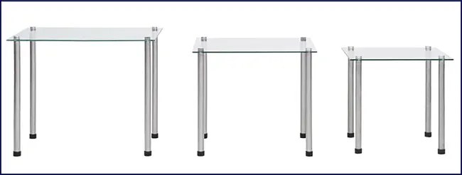 Minimalistyczny komplet 3 szklanych stolików H2-T54